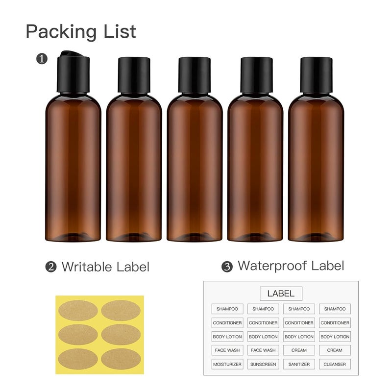 owlyee Travel Bottles for Toiletries 3.4 oz - Travel Size Containers for Shampoo Plastic - Small Empty Lotion Squeeze Bottle for Liquid TSA Approved - Leak Proof Mini Conditioner Refillable Amber 100ml - Image 5
